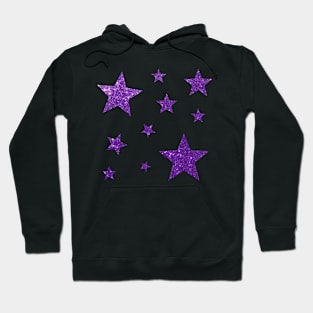 Purple Faux Glitter Stars Hoodie